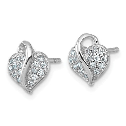 Sterling Silver Rhodium-Plated Polished CZ Heart Children's Post Earrings