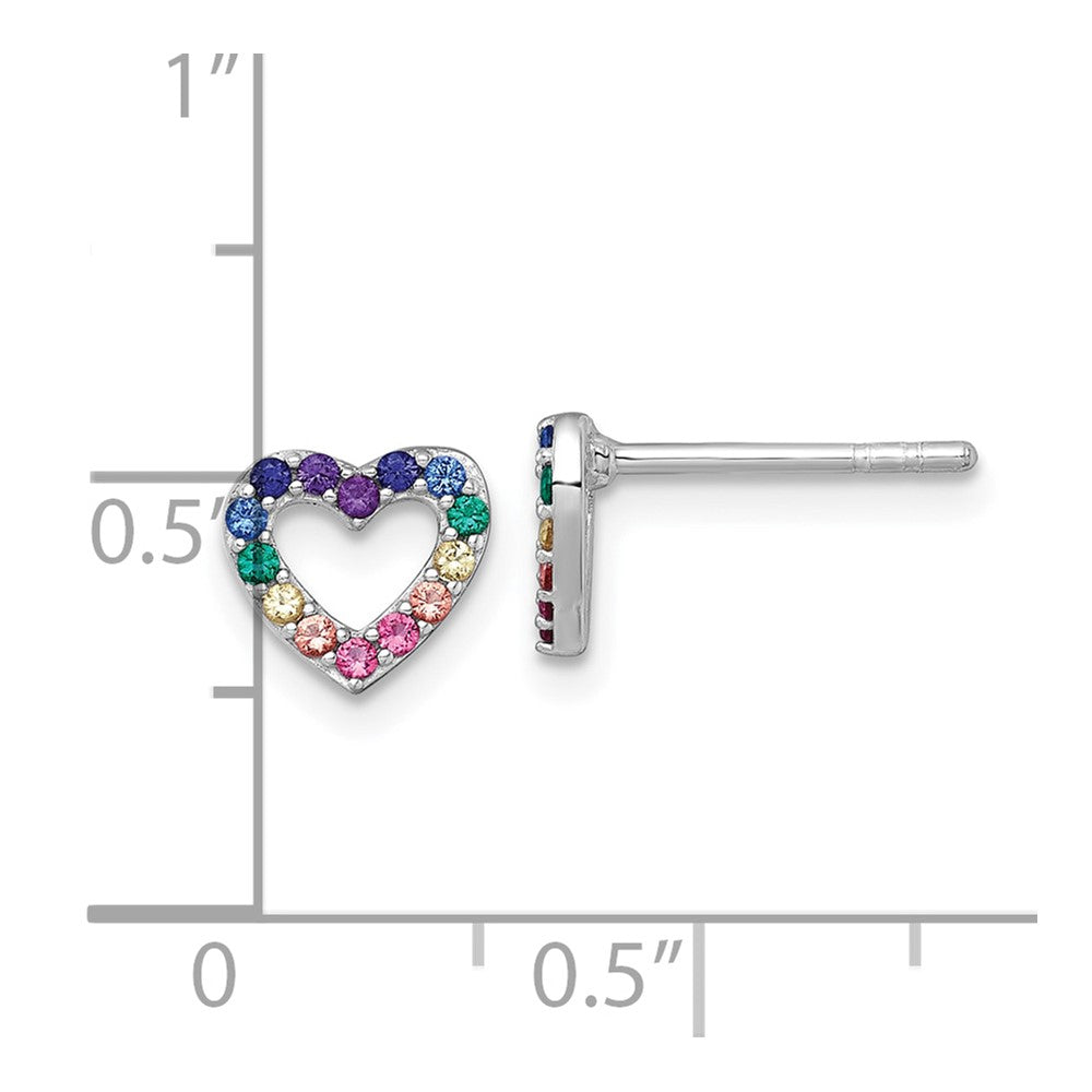 Sterling Silver Rh-Pl Color Nano Crystals Heart Children's Post Earrings