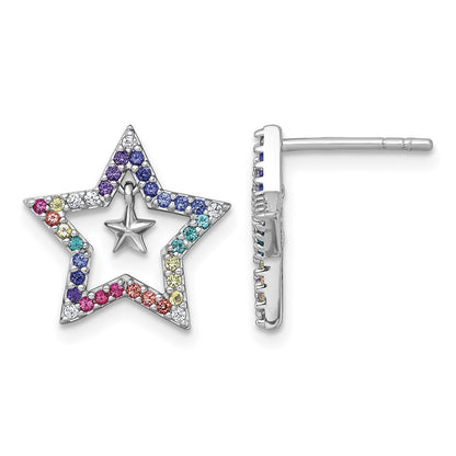 sterling-silver-rh-pl-color-nano-crystals-star-w-mini-star-childrens-post-earrings-qe18258
