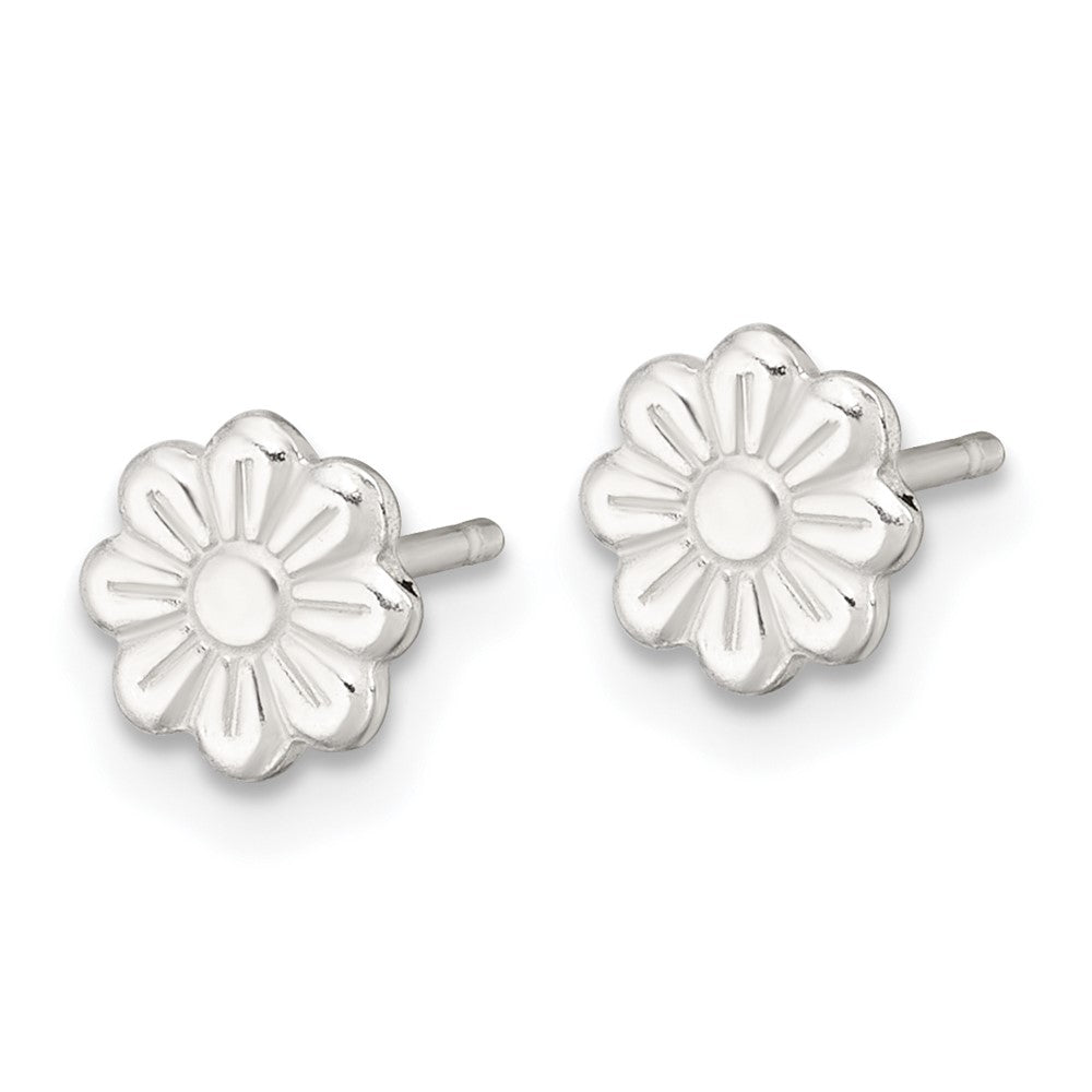 Sterling Silver Polished Flower Children's Post Earrings
