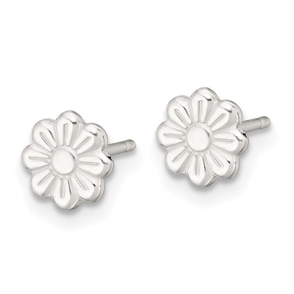 Sterling Silver Polished Flower Children's Post Earrings