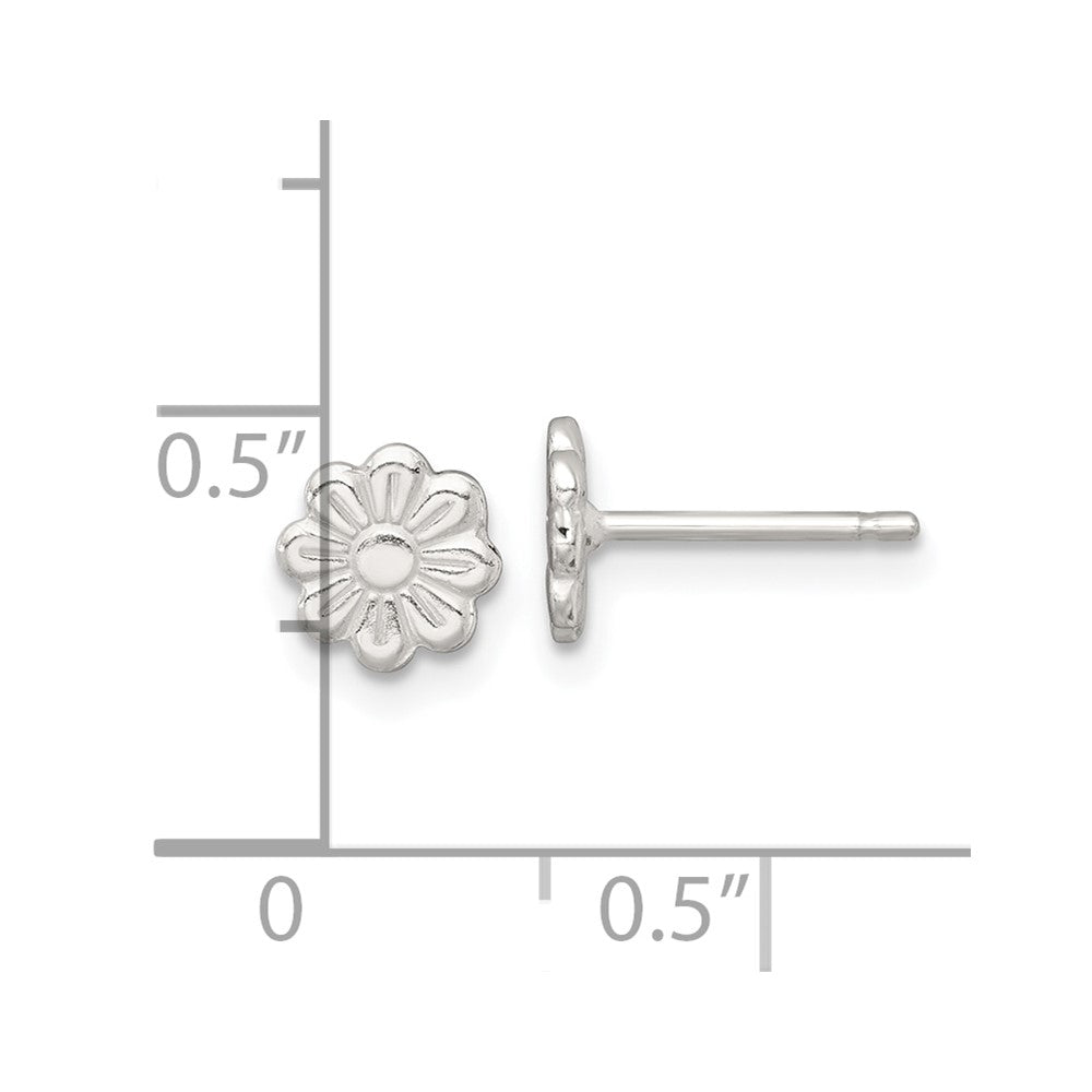 Sterling Silver Polished Flower Children's Post Earrings