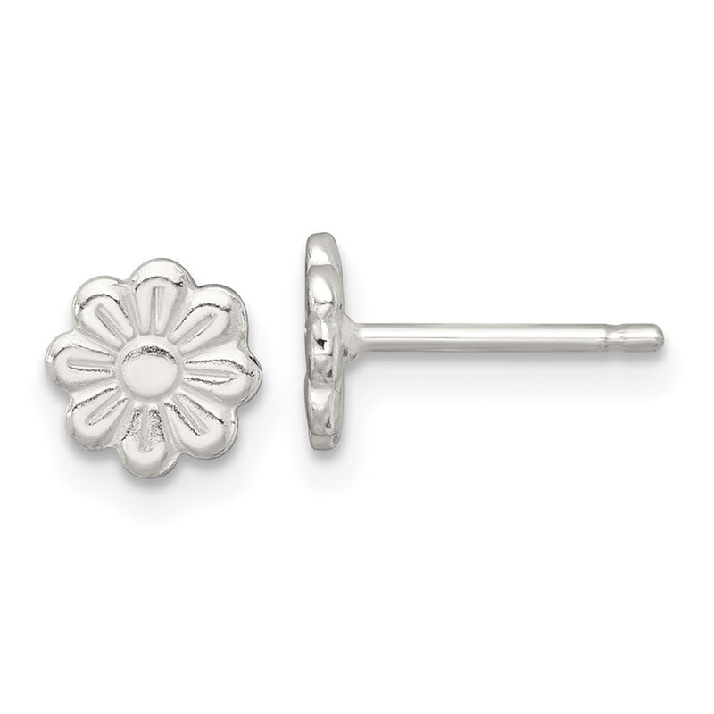 Sterling Silver Polished Flower Children's Post Earrings