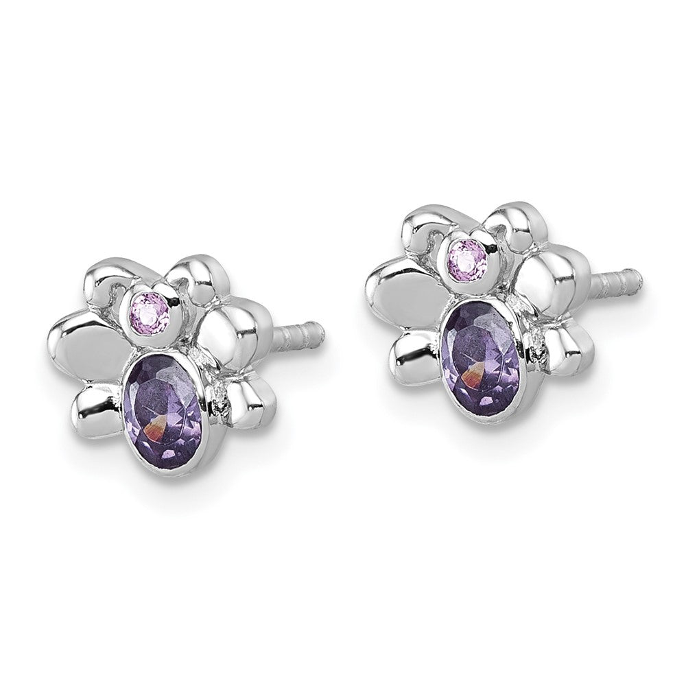 Sterling Silver Rhodium-Plated Children's CZ Butterfly Post Earrings