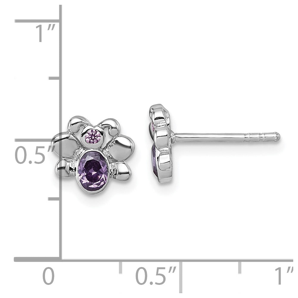 Sterling Silver Rhodium-Plated Children's CZ Butterfly Post Earrings