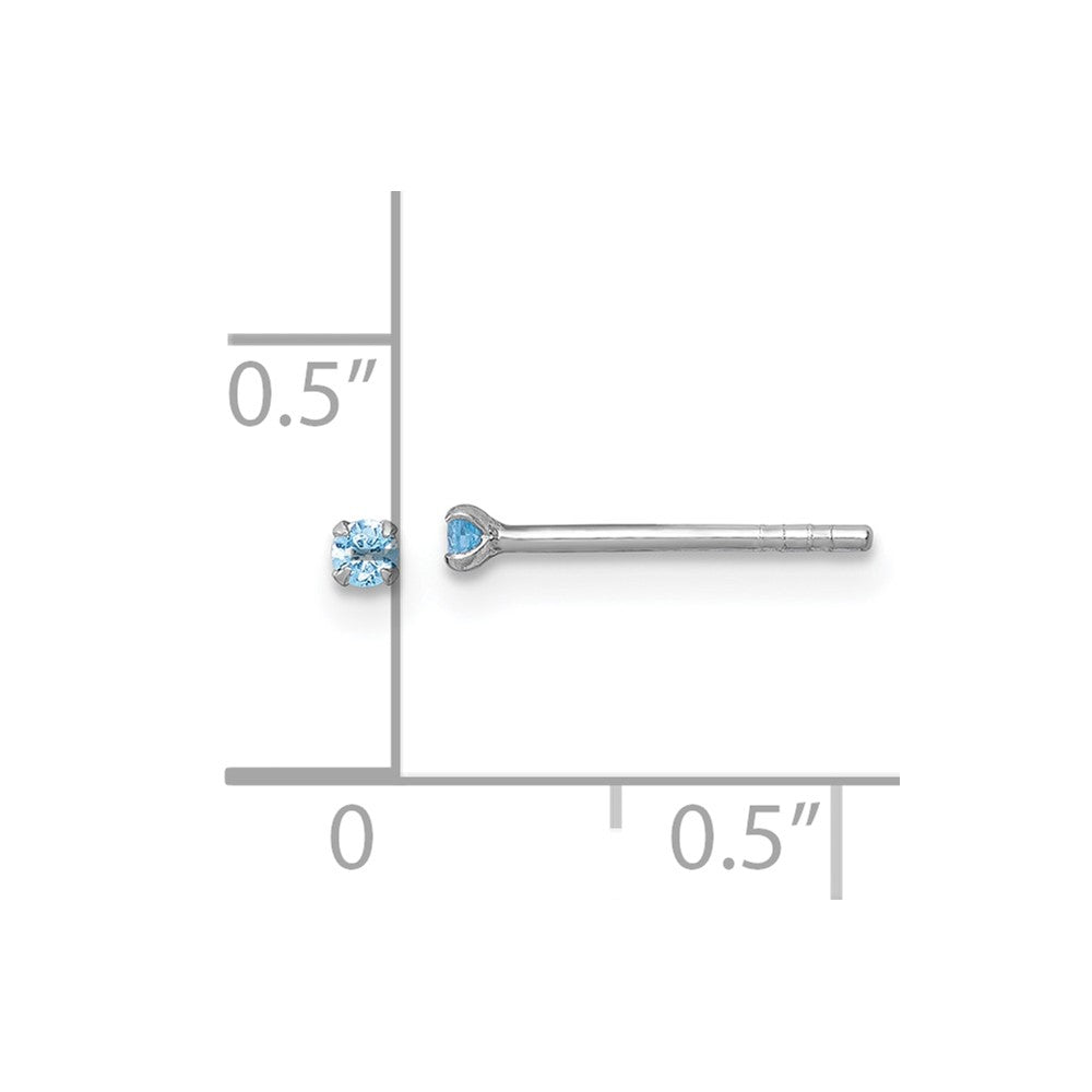 Sterling Silver Madi K Rhodium Plated Blue 2mm CZ Children's Stud Post Earrings