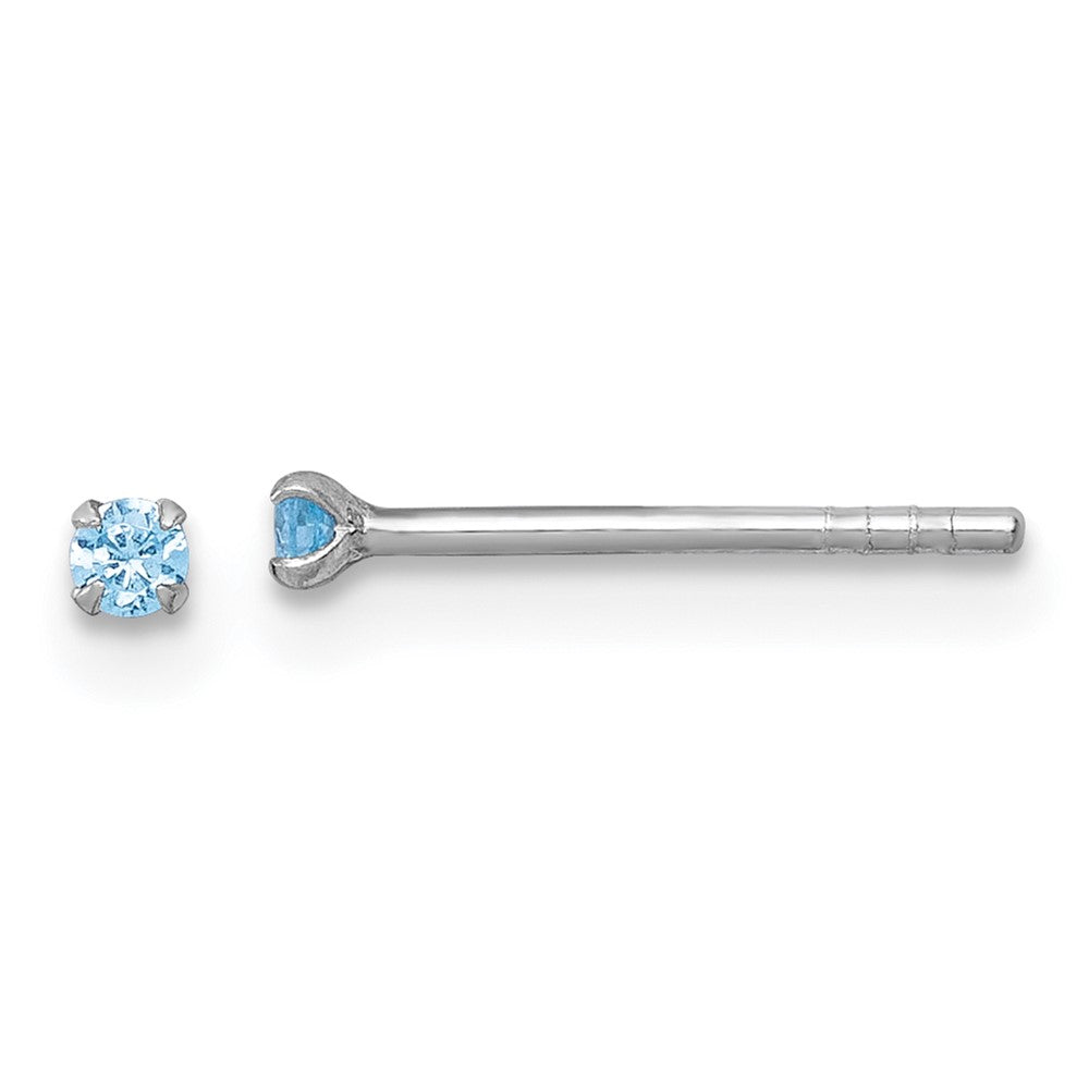 Sterling Silver Madi K Rhodium Plated Blue 2mm CZ Children's Stud Post Earrings