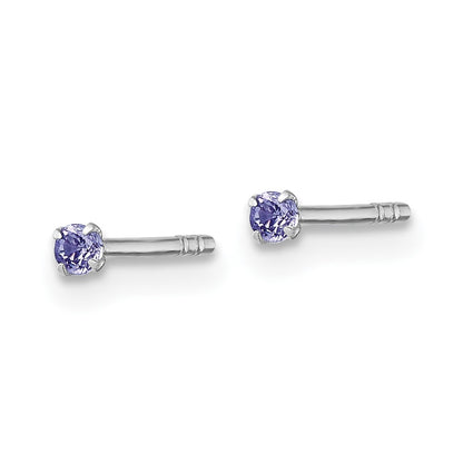 Sterling Silver Madi K Rh-Plat Purple 2mm CZ Children's Stud Post Earrings
