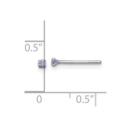 Sterling Silver Madi K Rh-Plat Purple 2mm CZ Children's Stud Post Earrings