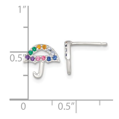 Sterling Silver Multi-Color Nano Crystals Umbrella Post Earrings