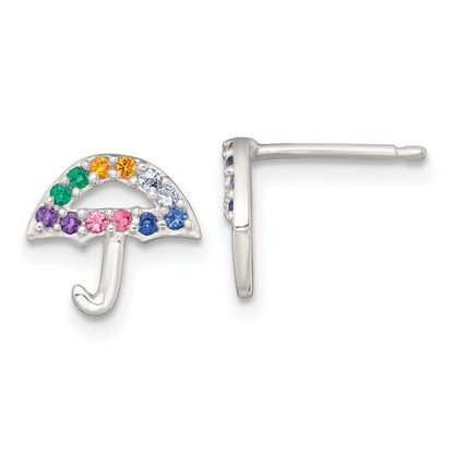 Sterling Silver Multi-Color Nano Crystals Umbrella Post Earrings
