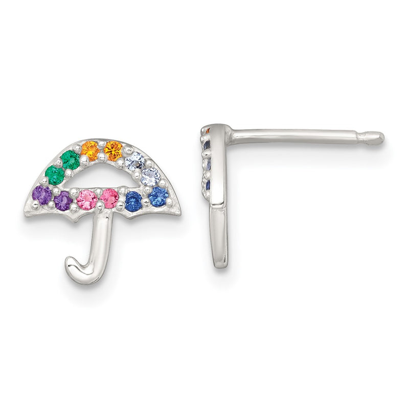 Sterling Silver Multi-Color Nano Crystals Umbrella Post Earrings
