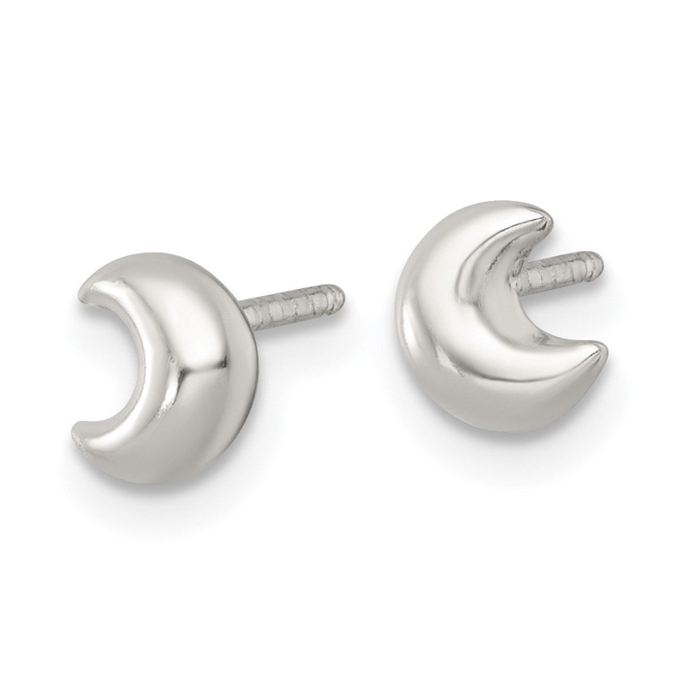 Sterling Silver Polished 3D Moon Children's Post Earrings