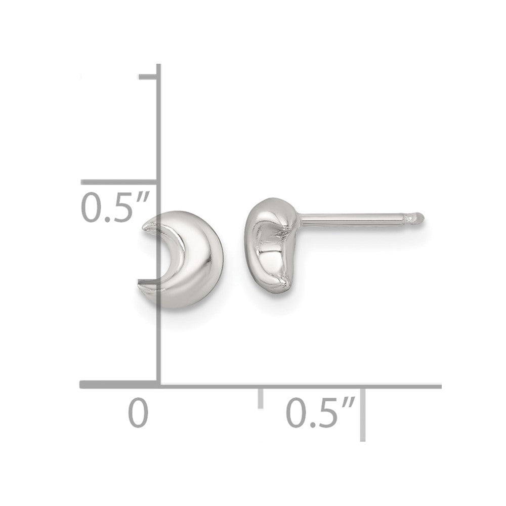 Sterling Silver Polished 3D Moon Children's Post Earrings