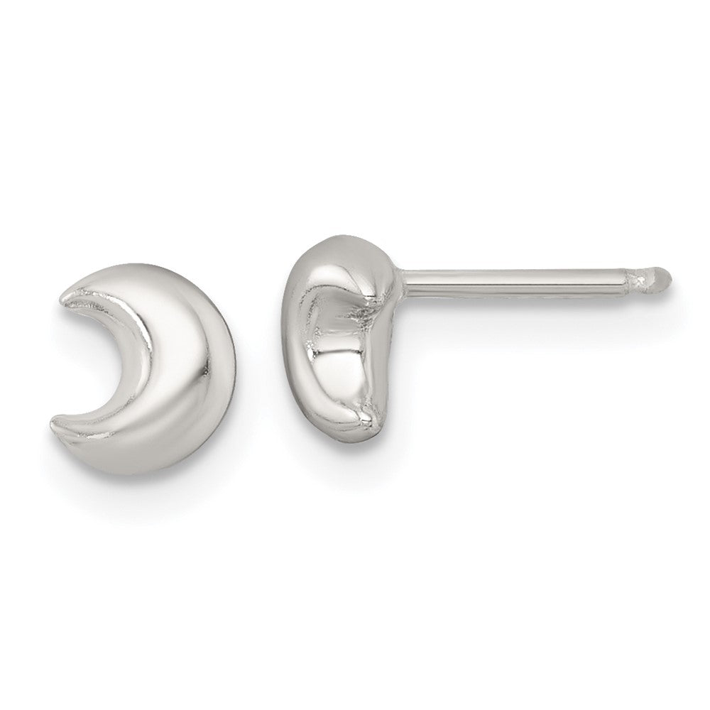Sterling Silver Polished 3D Moon Children's Post Earrings