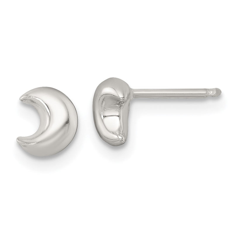 Sterling Silver Polished 3D Moon Children's Post Earrings