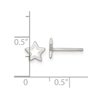 Sterling Silver Polished and Grooved Star Children's Post Earrings