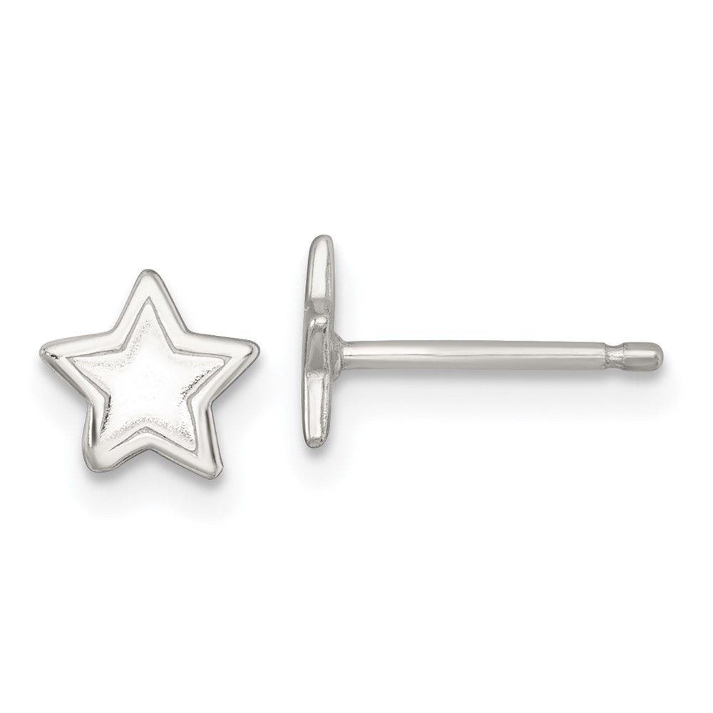 Sterling Silver Polished and Grooved Star Children's Post Earrings