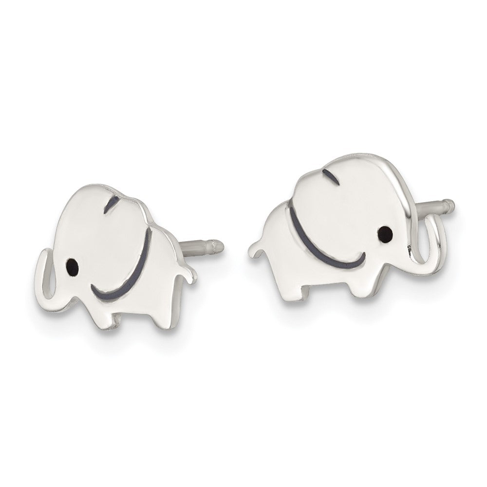 Sterling Silver Polished Enameled Elephant Children's Post Earrings