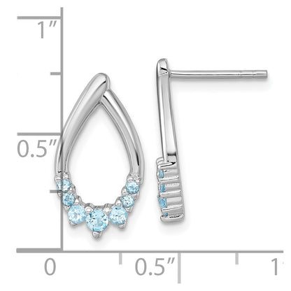Sterling Silver Rhodium Plated Polished Swiss Blue Topaz Teardrop Post Earrings