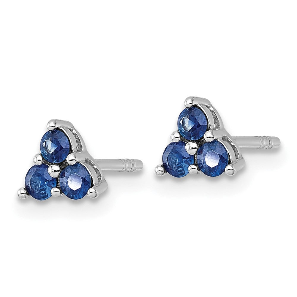Sterling Silver Rhodium-Plated Polished Sapphire Post Earrings