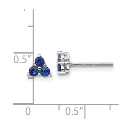 Sterling Silver Rhodium-Plated Polished Sapphire Post Earrings