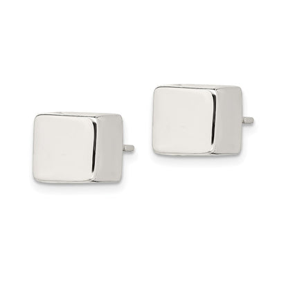 Sterling Silver Polished 8mm Square Cube Earrings