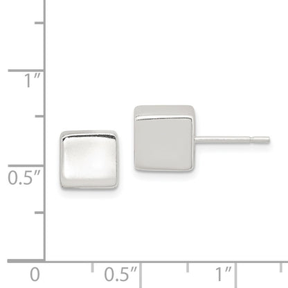Sterling Silver Polished 8mm Square Cube Earrings