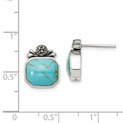 Sterling Silver Antiqued Turquoise Earrings