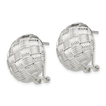 Sterling Silver Rhod-Pltd Polished Woven Circle Omega Back Earrings
