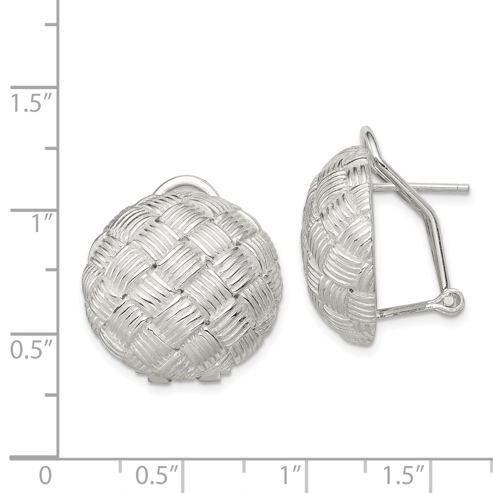 Sterling Silver Rhod-Pltd Polished Woven Circle Omega Back Earrings