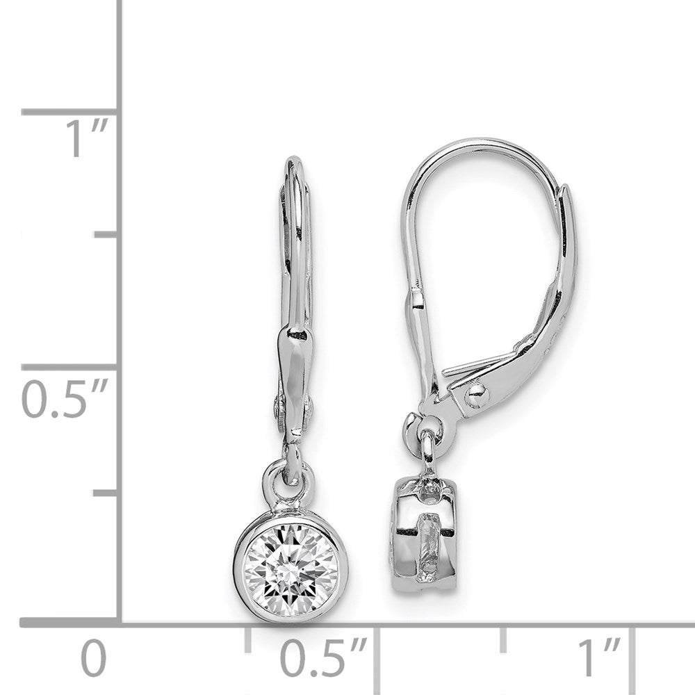 Sterling Silver Rhodium-Plated Polished Round 5mm Cz Leverback Earrings