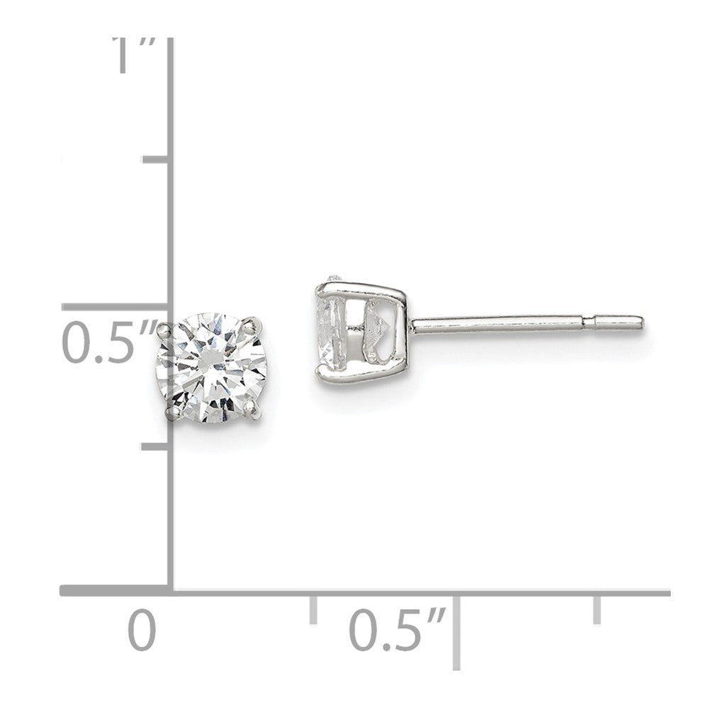 Sterling Silver 5mm Round Basket Set Cz Stud Earrings