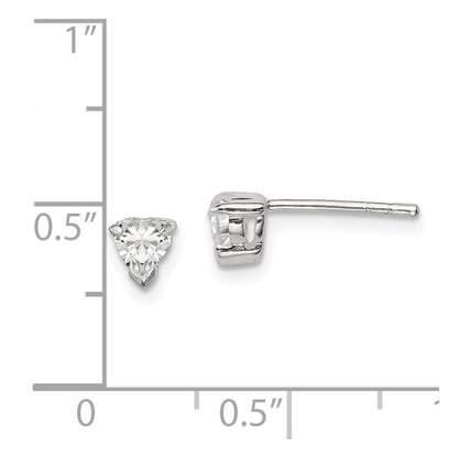 Sterling Silver 4mm Heart Basket Set Cz Stud Earrings