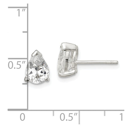 Sterling Silver Polished 5X7mm Pear Basket Set Cz Stud Earrings