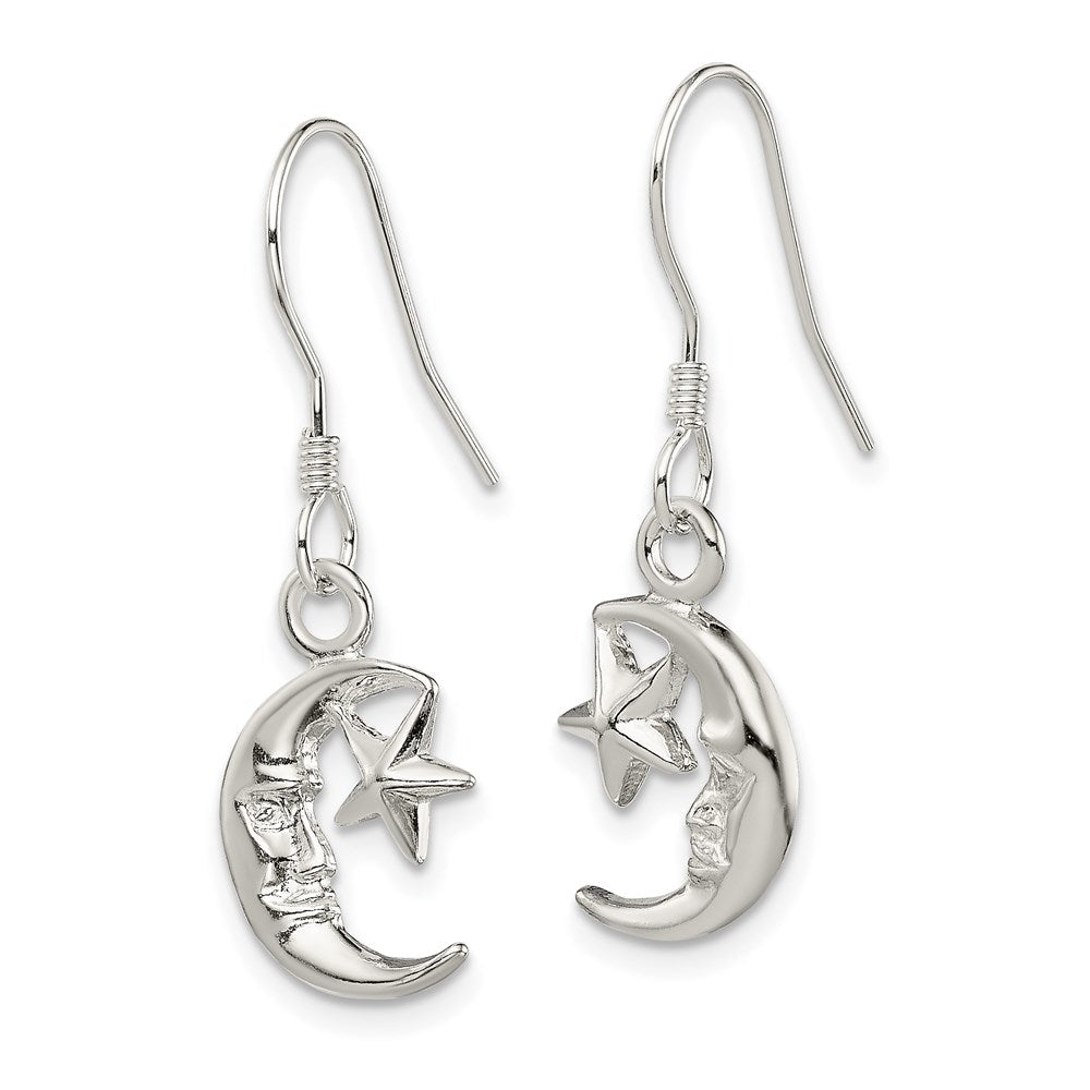 Sterling Silver Moon And Star Earrings