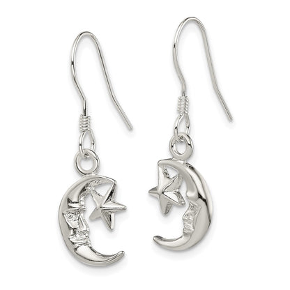 Sterling Silver Moon And Star Earrings