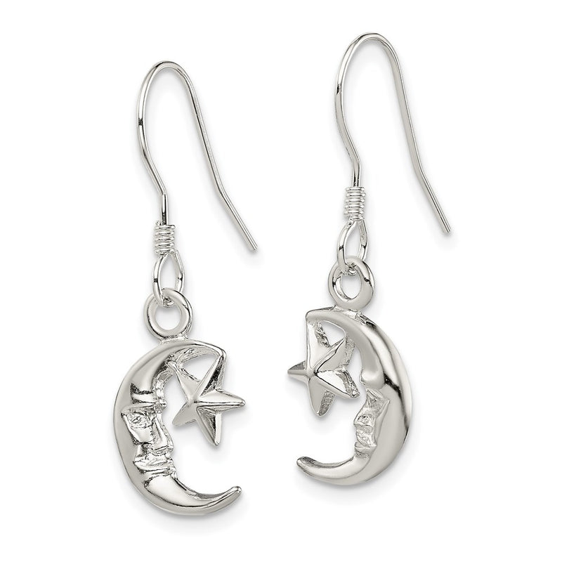 Sterling Silver Moon And Star Earrings