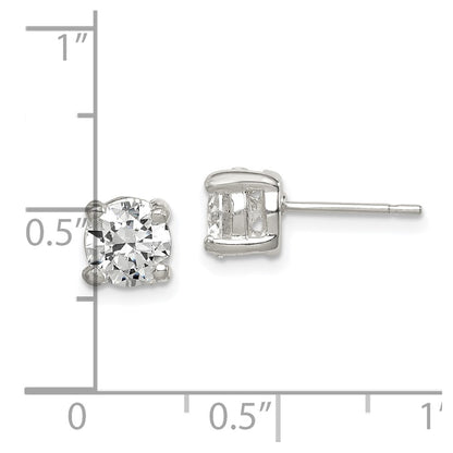 Sterling Silver Polished 6mm Round Cz Stud Earrings