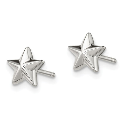 Sterling Silver Polished Star Children'S Post Earrings