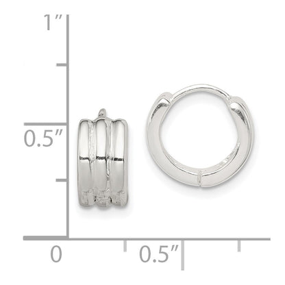 Sterling Silver Striped Hinged Hoop Earrings