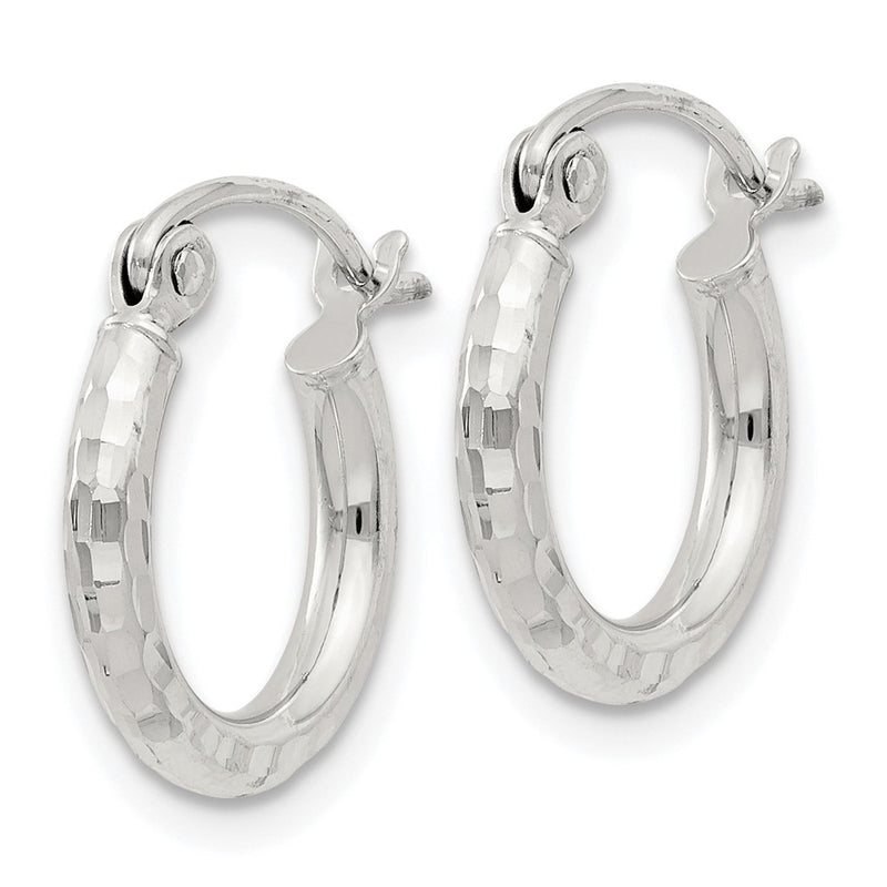 Sterling Silver 2mm Diamond Cut Hoop Earrings