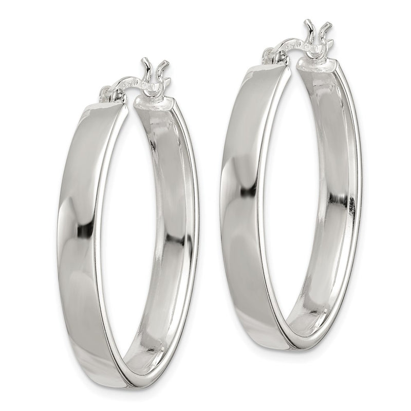 Sterling Silver Polished 4.75mm Oval Hoop Earrings