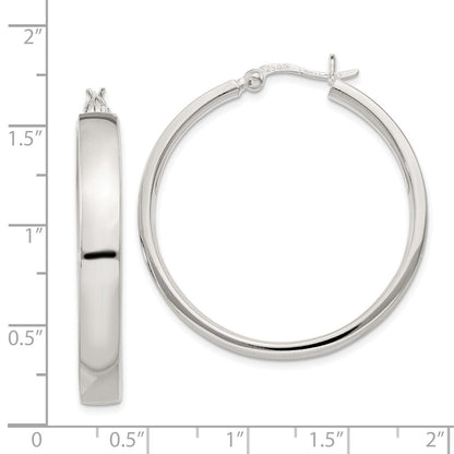 Sterling Silver 5X31mm Hoop Earrings