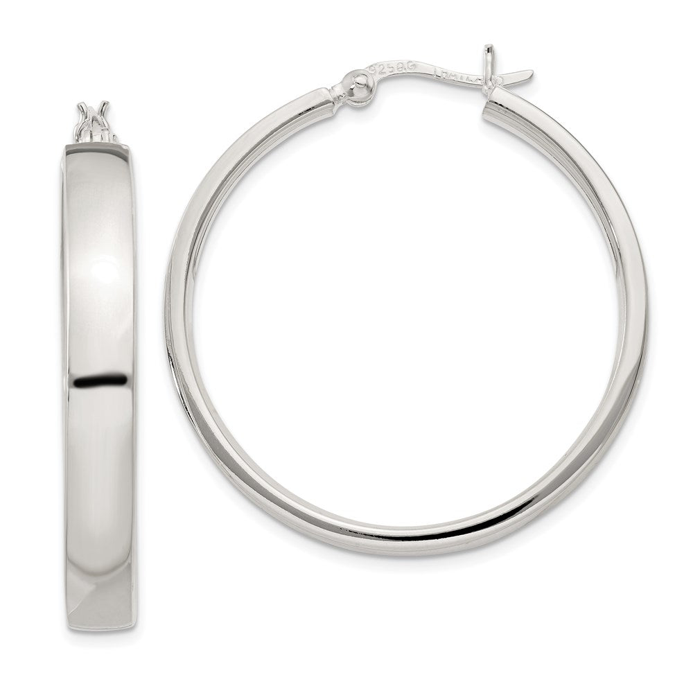 Sterling Silver 5X31mm Hoop Earrings