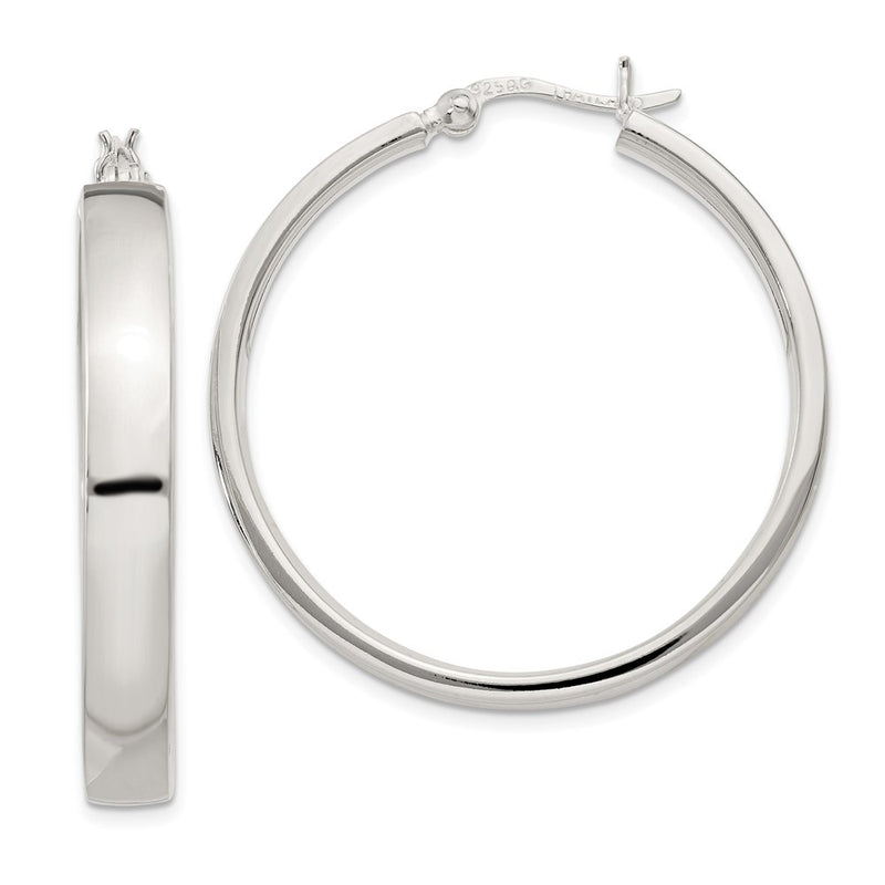 Sterling Silver 5X31mm Hoop Earrings