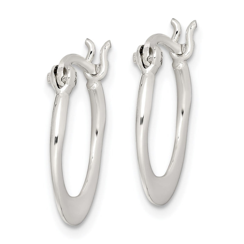Sterling Silver Polished Tapered Round Hoop Earrings