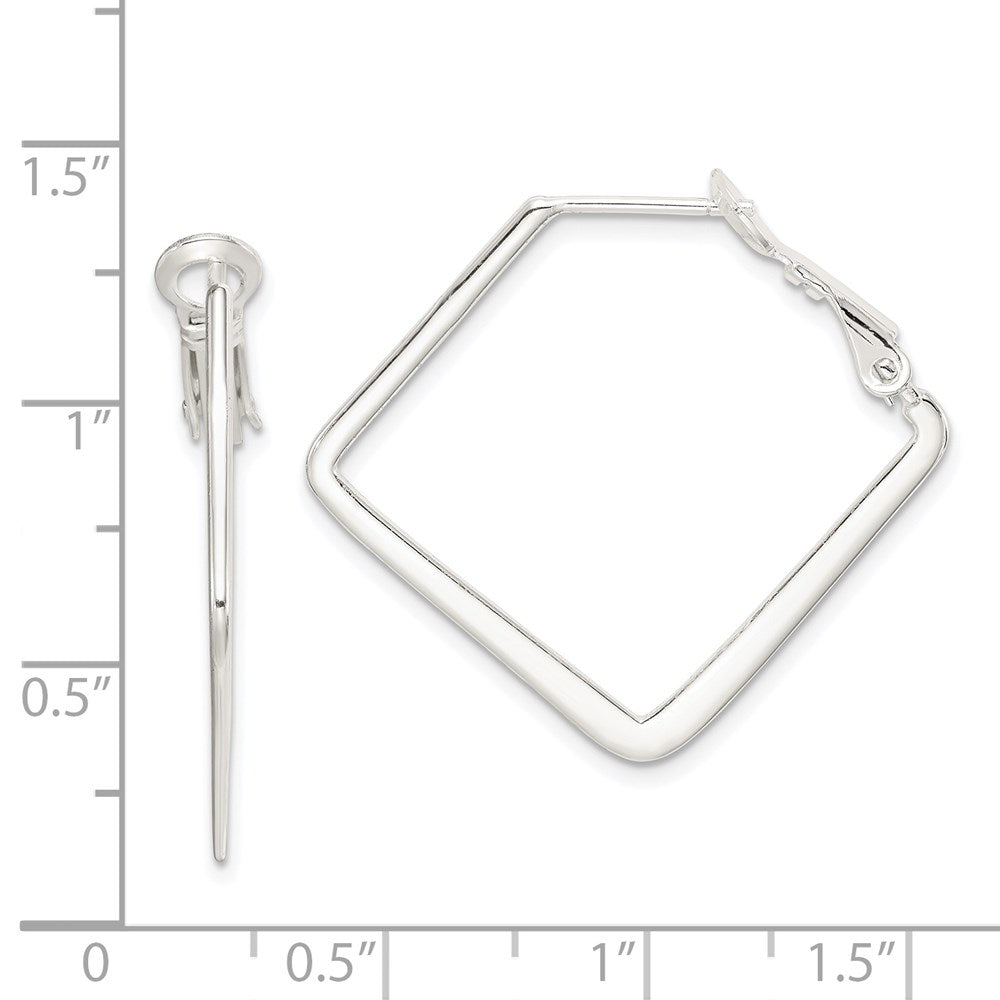 Sterling Silver Rhodium-Plated Square Hoop Earrings