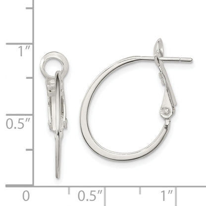 Sterling Silver Rhodium-Plated 1.5mm Oval Omega Back Hoop Earrings