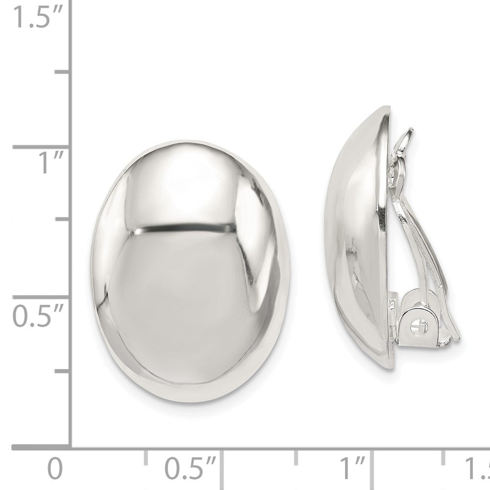 Sterling Silver Polished Non-Pierced 22X15mm Oval Button Earrings